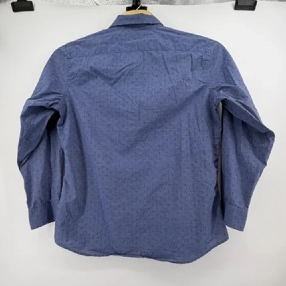 Banana Republic Mens Slim Fit Stretch Soft Wash Blue Dot Dress‎ Shirt XL